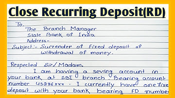 Application for Surender Recurring deposit (RD) account l How to close RD account before maturity l