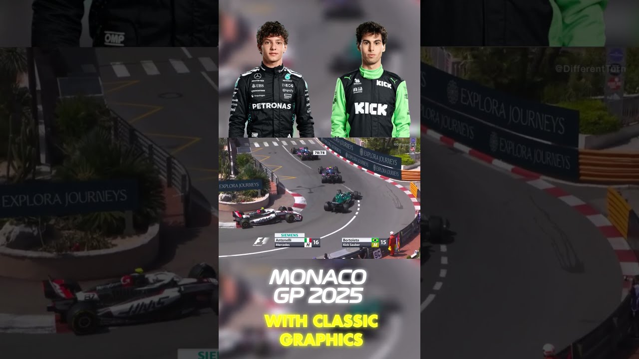 Gabriel Bortoleto OVERTAKES Kimi Antonelli 2025 Monaco Grand Prix With Classic Graphics