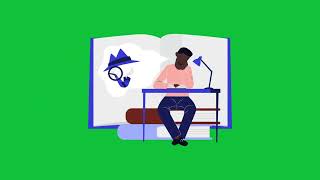 Animated Study Boy Clip | Blue White Student Green Screen Element
