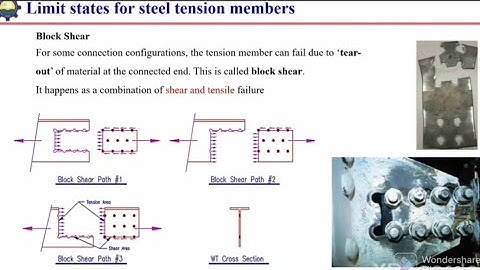 1. Design of Tension members- limit states, tension rupture, block shear, tear out failure