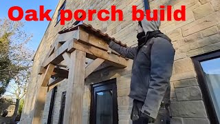 oak porch with wall door canopy