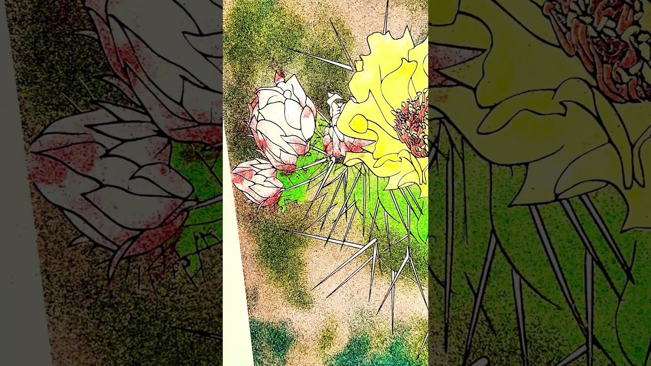 Sand art painting cactus bloom🌵🌹🌸