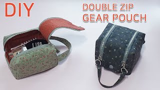 DIY Double zip gear bag/Double Zip Fabric Travel Pouch/넓게 열리는 지퍼 파우치 만들기 [JSDAILY]