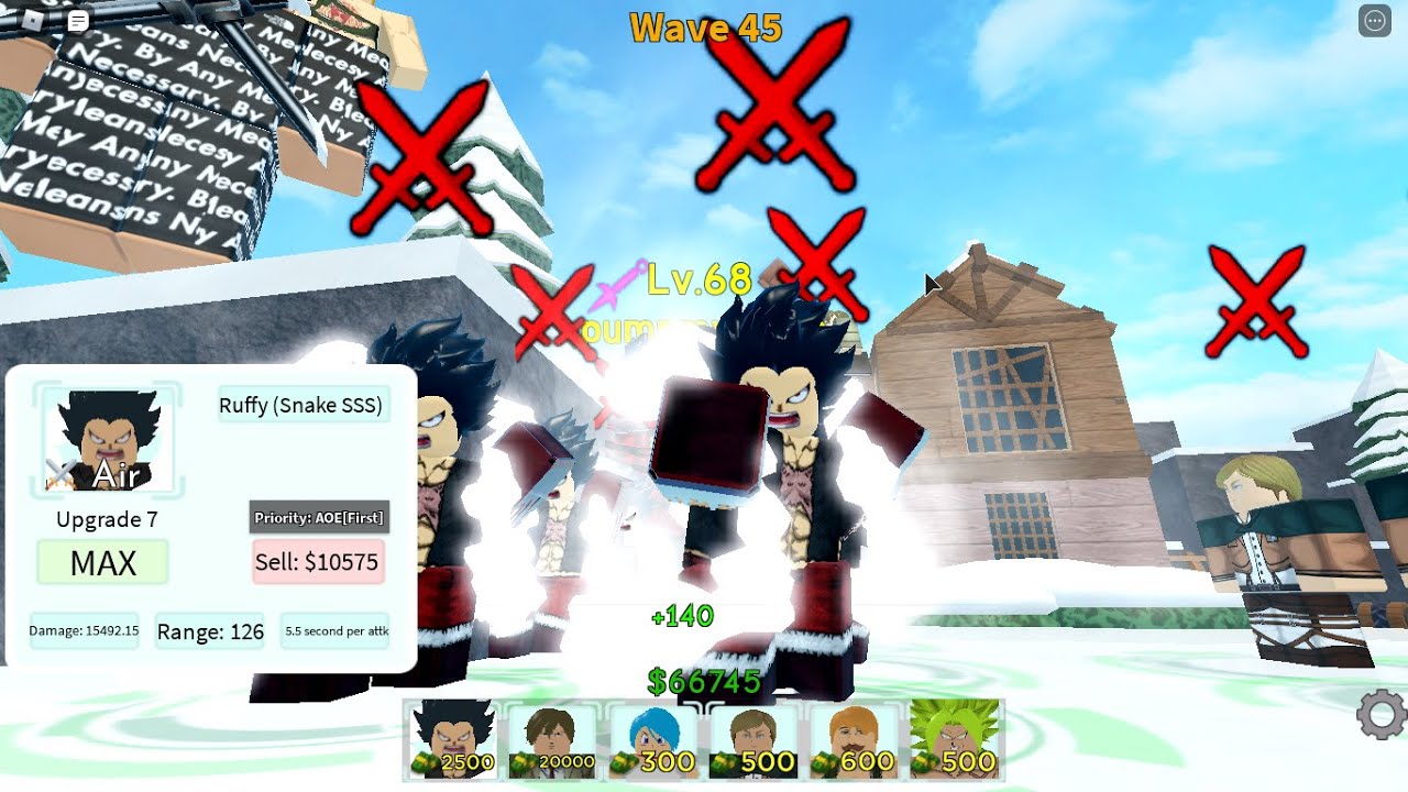 LVL 80 6 STAR SNAKE MAN LUFFY!!! ALL STAR TOWER DEFENCE!!!