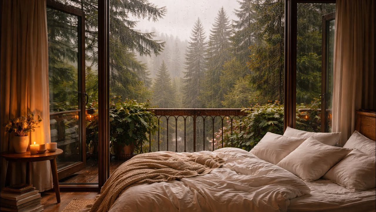 Deep Forest Heavy Rain for Insomnia Relief | Calming Night Sounds for Anxiety & Stress 24/7 sleep