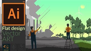 Flat vector artwork | Let's change to Clean and Green [Speed Art]