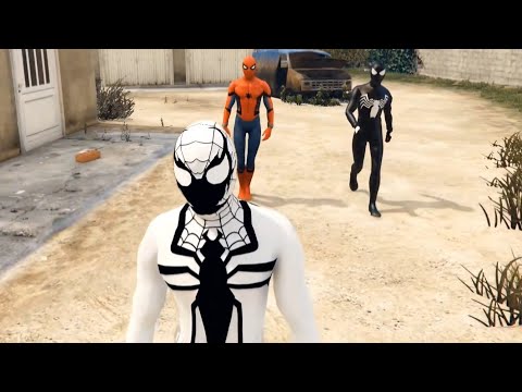 Black, white, and red Spider-Man face off against the city bullies   - venom - symbiote 1080p60