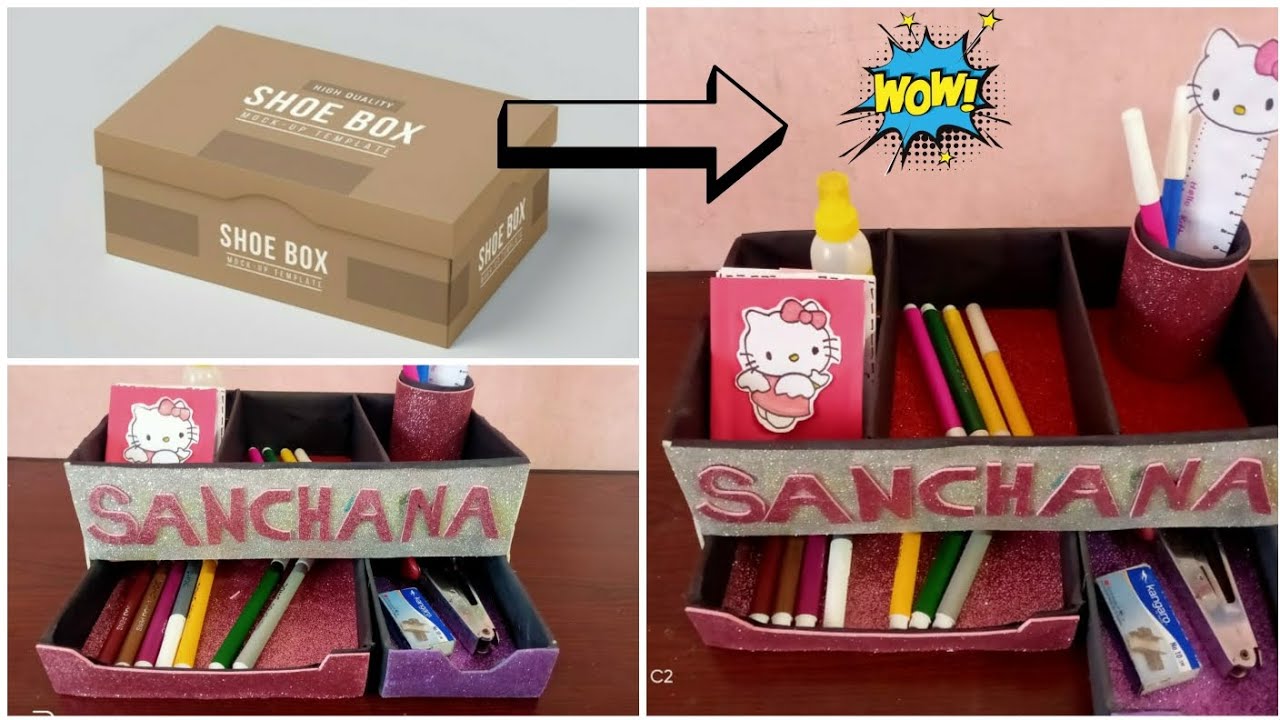 😱Wow! How to reuse a shoe box into beautiful organiser/ Sanchana ...