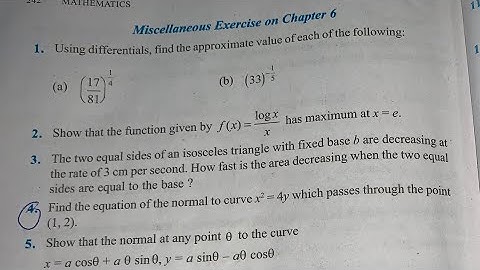 MISCELLANEOUS EX CH 6 QUESTION NO 1 to 11(part1) SOLUTION OF APPLICATION OF DERIVATIVE NCERT CLASS12
