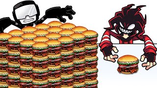 1 VS 100 Layers food Challenge Bacon burger Friday Night Funkin Mukbang Animation