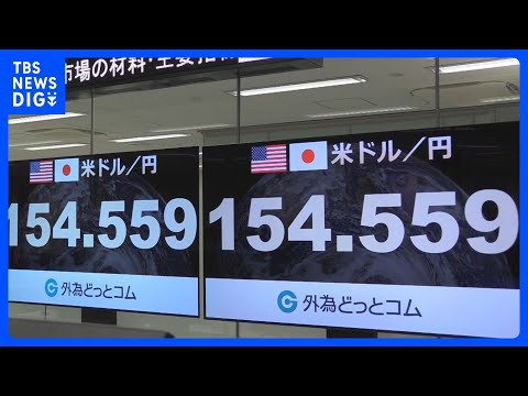 一時1ドル＝155円台まで　4円以上円高方向に　市場介入との観測も　その後157円→154円台　円相場が乱高下｜TBS NEWS DIG