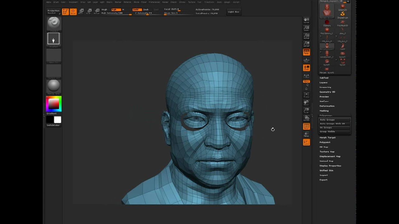 how to hide mesh in zbrush
