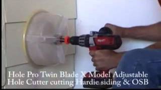 Hole Pro Milwaukee Adjustable Twin Blade Hardie Siding demo
