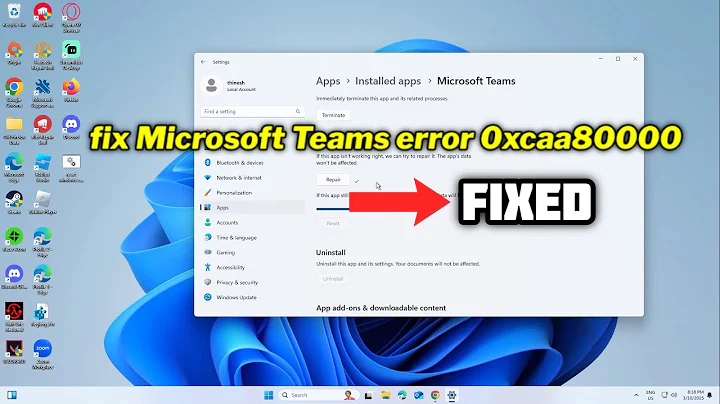 (FIXED) Microsoft Teams error 0xcaa80000 in Windows
