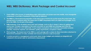29. WBS, WBS Dictionary, Work Package and Control Account