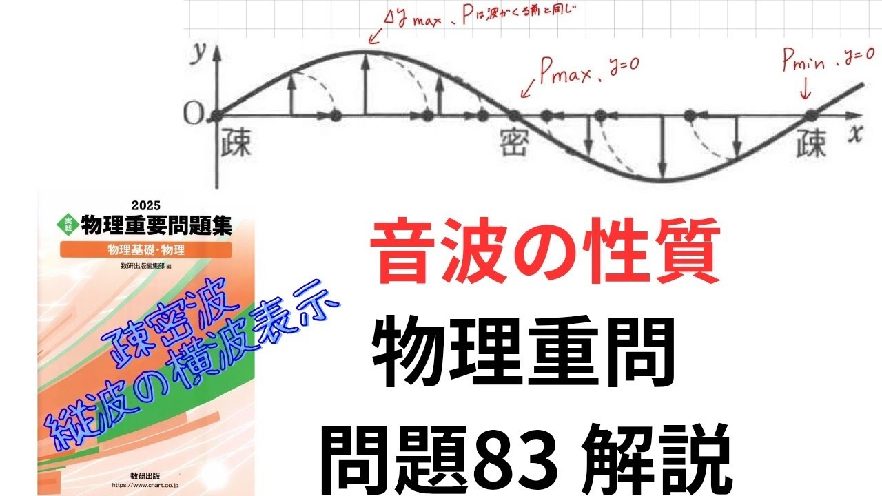 高校物理】2025物理重要問題集の問題83の解説【大学受験】【縦波】【縦