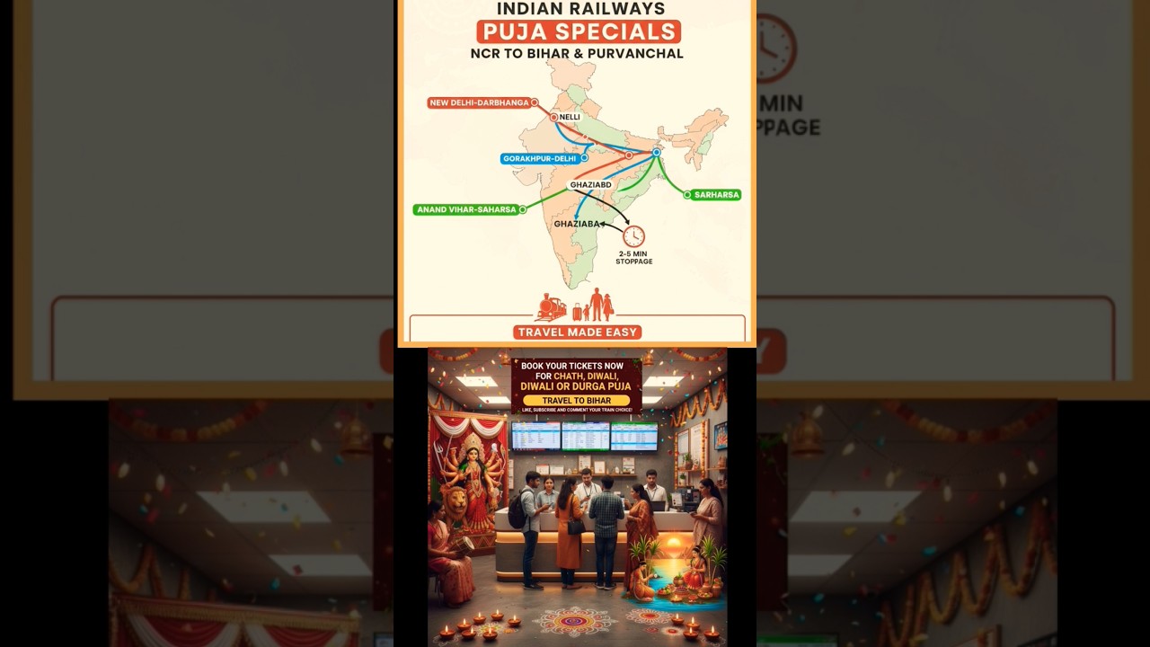 22 Puja Special Trains to Bihar | Ghaziabad Station Festival Update 🚆✨