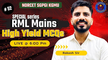 RML Nursing Officer Mains Exam ( Special Class ) 2025 💥| High Yield MCQ by Rakesh Sir| NORCET PGIMER