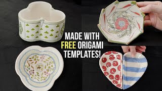 5 Awesome Origami Pottery Projects - FREE TEMPLATES and New Wedging Technique Demonstrated!