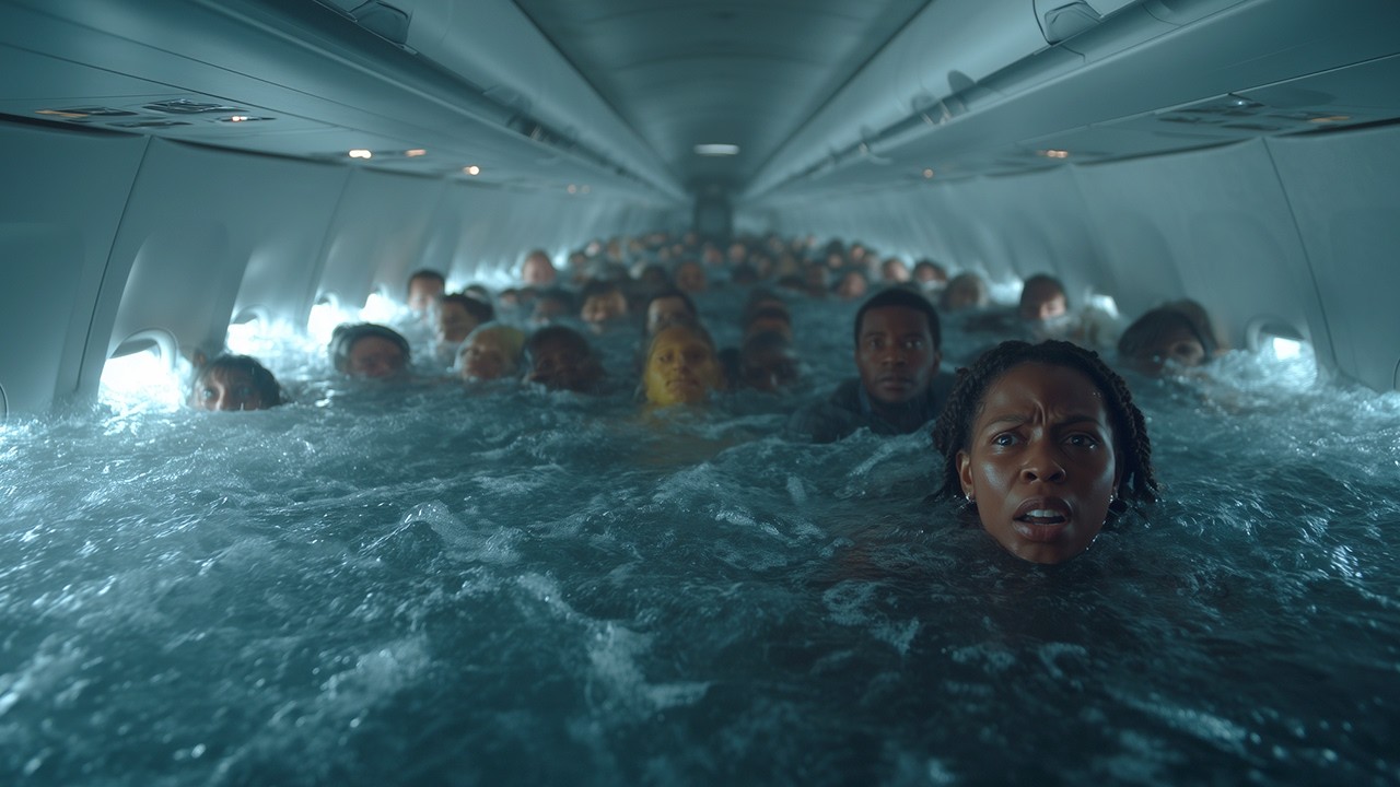 Passageiros Comemoram Ter Sobrevivido a Queda, Até Verem o Que Nada em Volta Deles