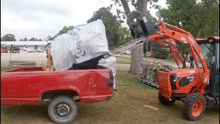 Can A Compact Tractor Unload Bulk Firewood Bags Find Out In This Trial Run!