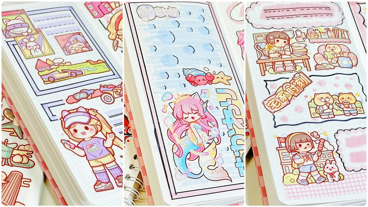stickers journaling 💕cute kawaii sticker🌈 Immersive ASMR bullet journal | Compilation 75