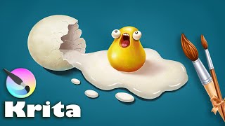 Krita - Digital Painting - Screaming Egg - Digital painting time-lapse on Krita - Speed Painting