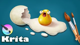 Krita - Digital Painting - Screaming Egg - Digital painting time-lapse on Krita - Speed Painting