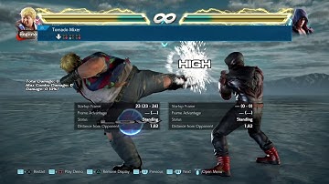 Bob movelist with frame data display (opponent all block)