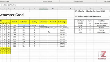 Materi Excel - Cara Menentukan Ranking, Nilai Huruf, Prdikat, dan Menentukan Keterangan Kelulusan