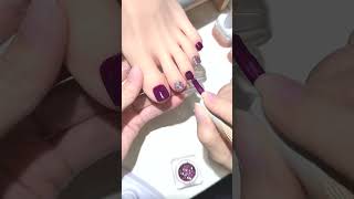 Satisfying Dark Purple Toenail Design 💅 #nailart #pedicure #asmr