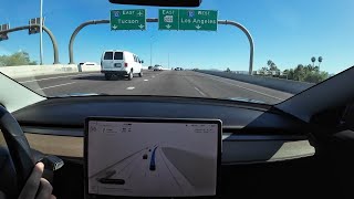 Tesla FSD 12.3.6 avoids traffic via SR-51 to L-202