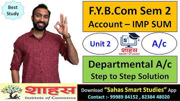 Department Account IMP Example || Step to Step Sum Solution #msu #account #bcom #bhavinshah