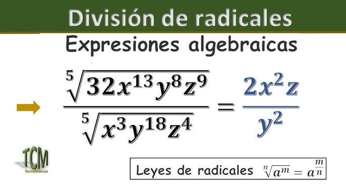 🥇▷【 Simplificación de Radicales. Raíz de Raíz. - Operaciones fracciones  algebraicas 】