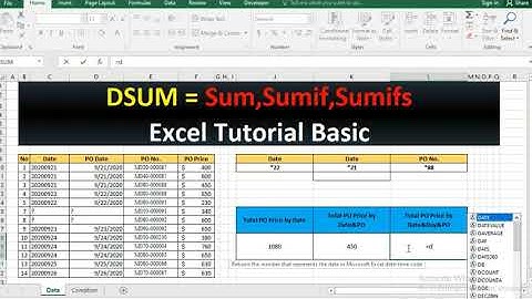 #15/ Excel Tutorial Basic - DSUM Function replaces Sum, Sumif, and Sumifs