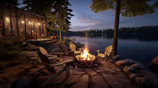 Lakeside Serenity: Cozy Crackling Fire Sounds for Ultimate Sleep and Deep Relaxation