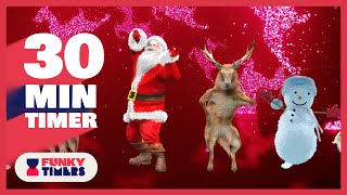 🎅⏰ 30 Minute Countdown Timer with Dancing Santa, Reindeers & Snowmen! | Festive Holiday Fun | 4K ❄️🎄