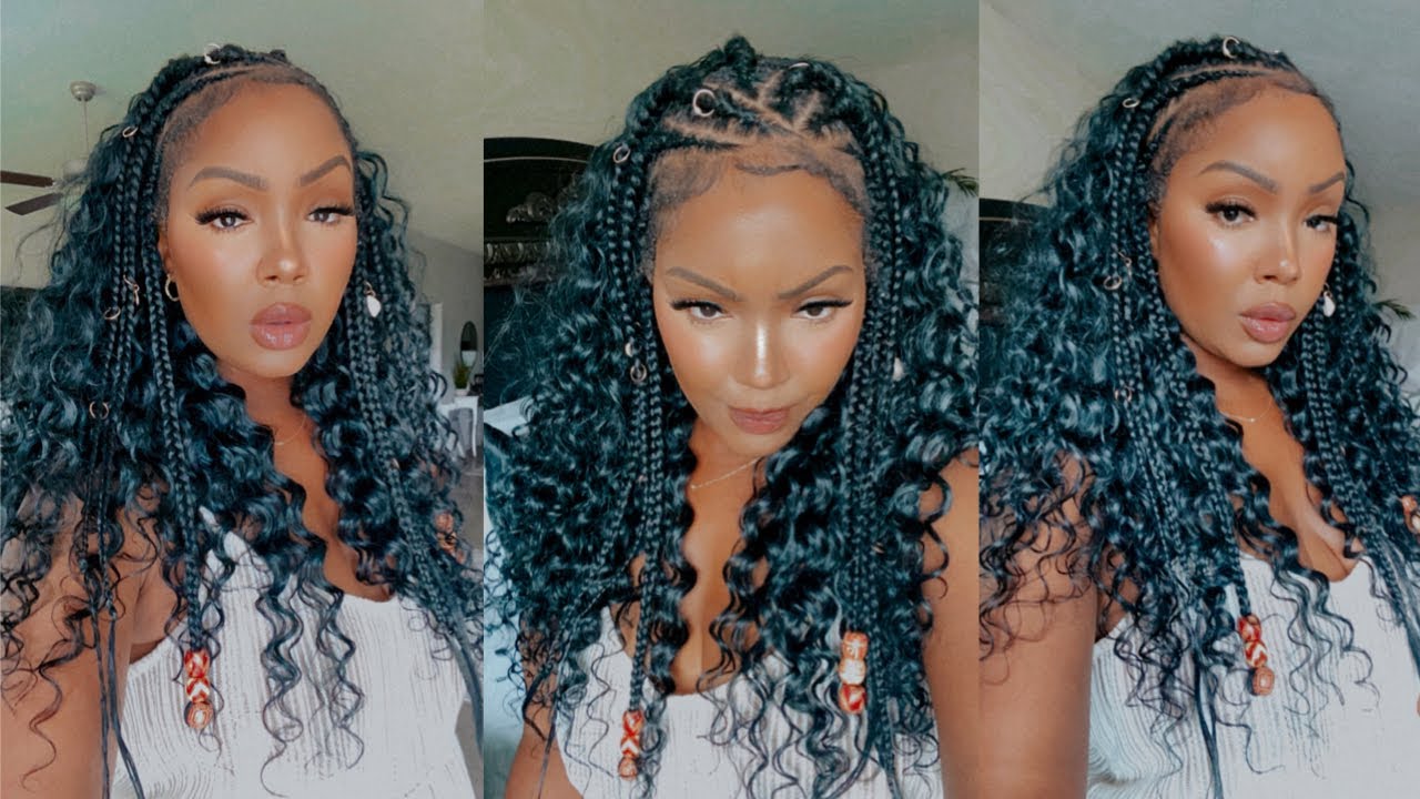 Amazon.com : Fecihor 13x4 HD Lace Front Half Braided Half Wavy Curly Wigs  With Baby Hair 30