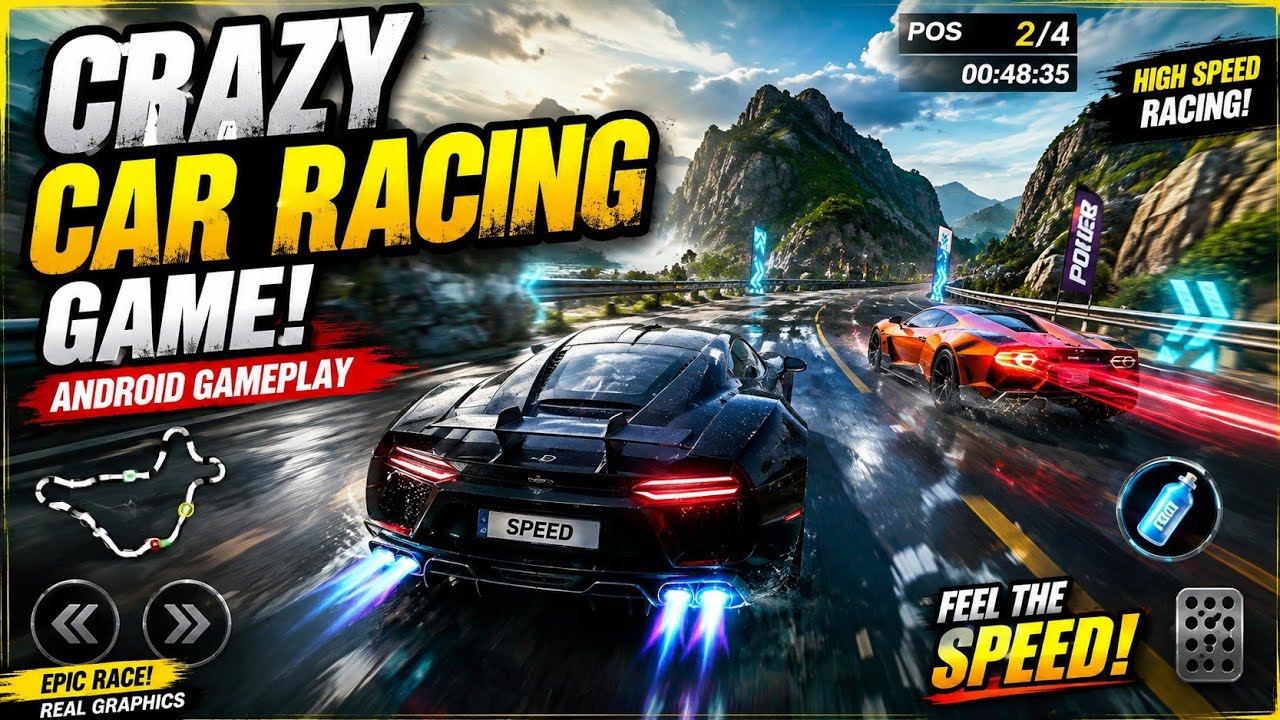 crazy car racing game Android phone  _ FHD
