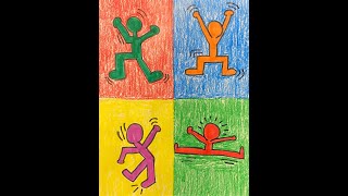 Keith Haring Figures in Complimentary Colors