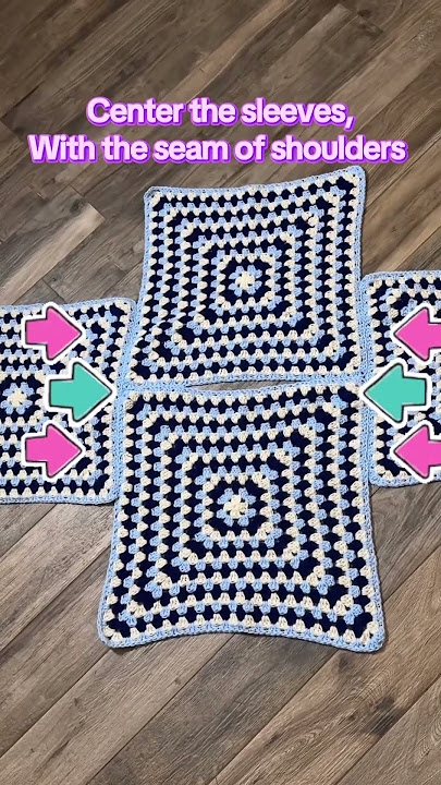Granny Square Sweater tutorial. #grannysquare #crochettutorial #crochetsweater #crochetlover