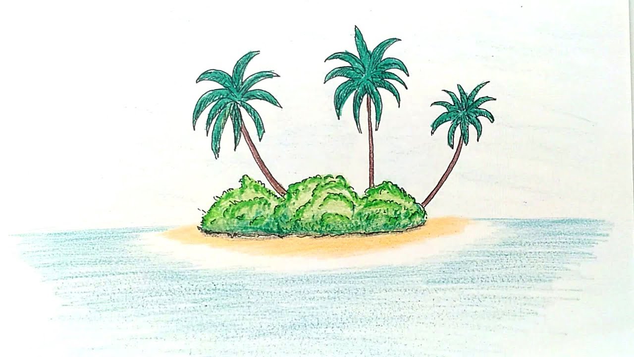 How to draw an Island for kids | Simple scenery drawing with Nursery Rhy...  | Easy scenery drawing, Kids learning activities, Rhymes for kids