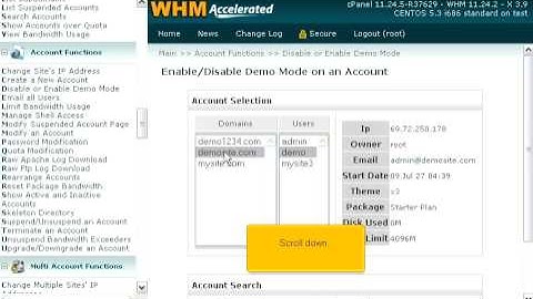 How to make an account a demo account in WHM