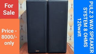 PULZ 3 WAY SPEAKER SYSTEM 8 OHMS 120 Watt Nice Sound Quality Contact number - 8750424840