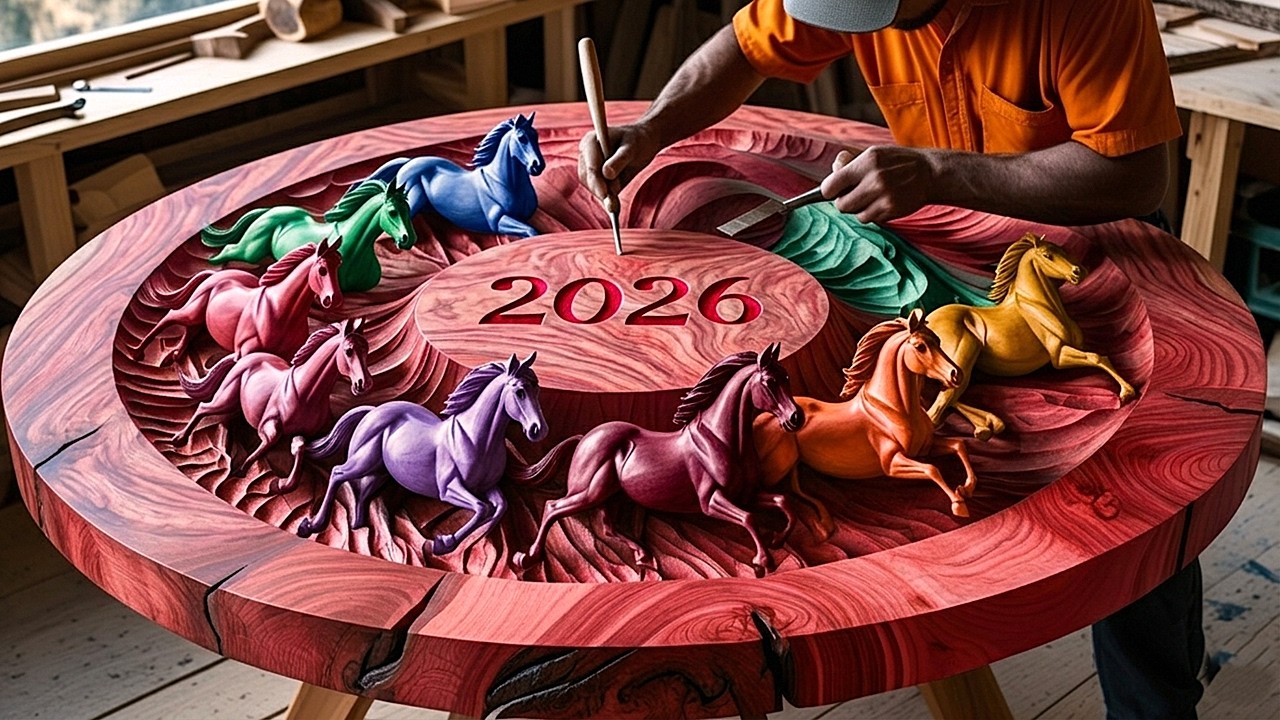 Watch & Be Amazed: Incredibly Bold & Vibrant Woodworking Idea Combining Wood Carving & Epoxy Pouring