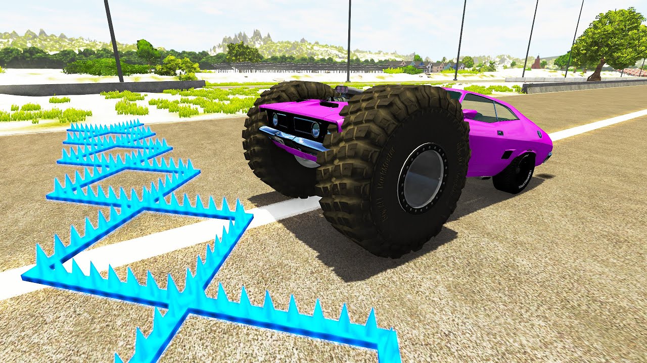 Mass Car Crashes on Police Spikes - BeamNG Drive | TornMetal