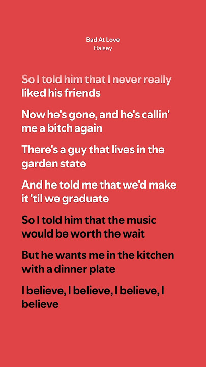 Bad At Love - Halsey (Lyrics)