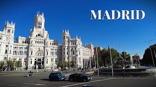 Madrid Bus Tour | Sunny Day Drive on Gran Vía, Madrid Río, Atocha | Spain | 4k 60fps HDR