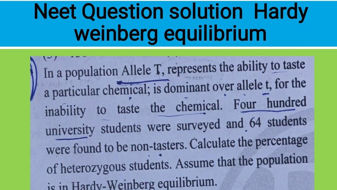Hardy weinberg equilibrium | Neet Question solution | population ...
