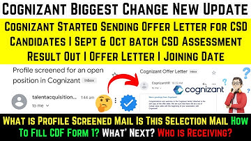 Cognizant Profile Screened Mail⚡CSD Exam Result Out⚡Offer Letter⚡Onboarding Formalities⚡Joining Date